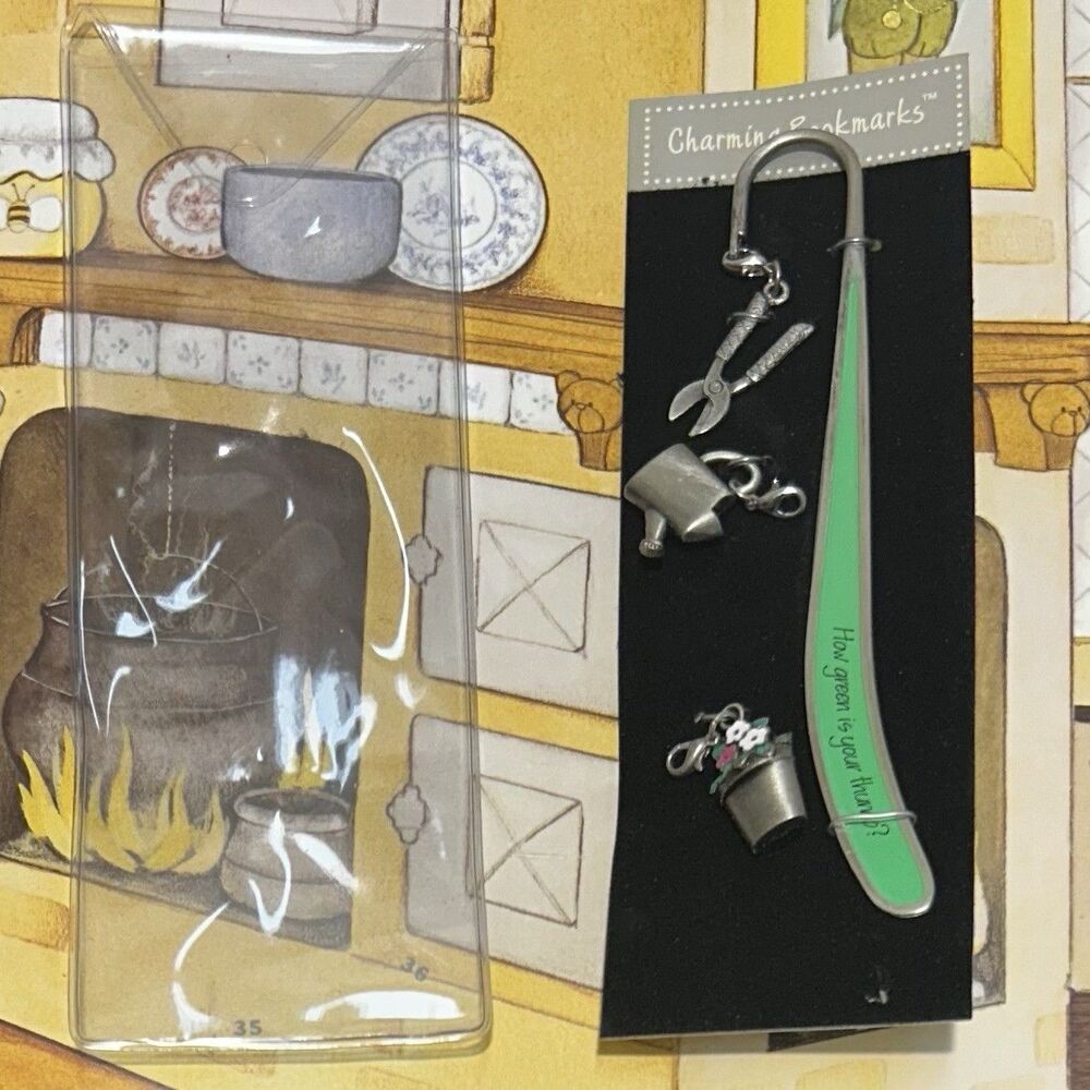 Charming Bookmark HOW GREEN IS YOUR THUMB gardening flowerpot pruners charms new